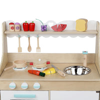 Keezi Kids Wooden Kitchen Play Set - Natural & White