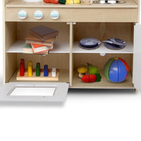 Keezi Kids Wooden Kitchen Play Set - Natural & White