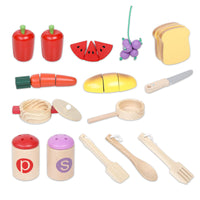 Keezi Kids Wooden Kitchen Play Set - Natural & White