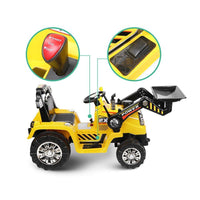 Kid's Electric Ride On Bulldozer Loader Digger - Yellow