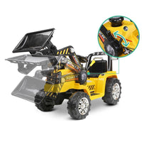 Kid's Electric Ride On Bulldozer Loader Digger - Yellow