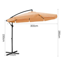 Instahut 3M Outdoor Umbrella - Beige