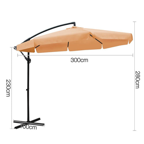 Instahut 3M Outdoor Umbrella - Beige