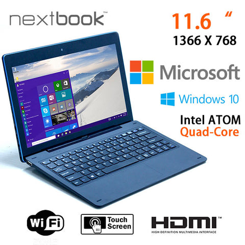 Nextbook 11.6 Inch 64G Windows 10 Quad Core with HDMI Output Tablet PC (M1106BFD)