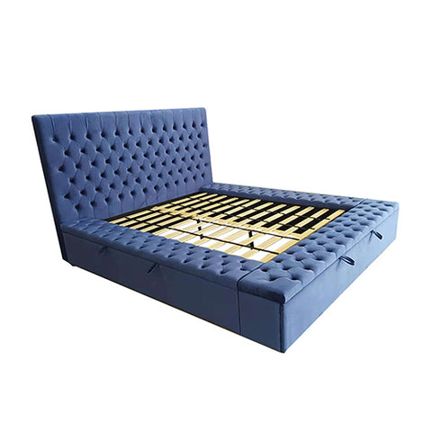 Anna Bedframe King Size Velvet Fabric Blue Colour