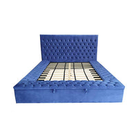 Anna Bedframe King Size Velvet Fabric Blue Colour