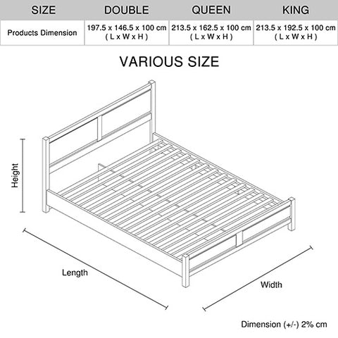 Cielo Natural Bedframe Double Size With Strong Legs Oak