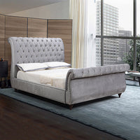 Elsa Bedframe King Size Velvet Fabric Navy Grey Colour