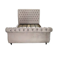 Elsa Bedframe King Size Velvet Fabric Navy Grey Colour