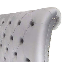 Elsa Bedframe King Size Velvet Fabric Navy Grey Colour
