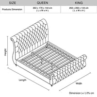 Elsa Bedframe King Size Velvet Fabric Navy Grey Colour
