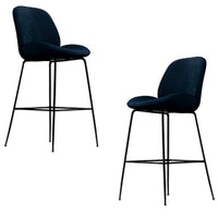 Avery Classic Black Velvet Barstool Set of 2