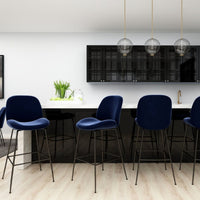 Avery Classic Black Velvet Barstool Set of 2