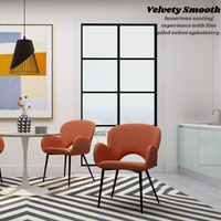 Jessi Orange Velvet Dining Chair with Arm Rest Set of 2