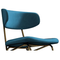 Kylie Modern Sapphire Blue Velvet Barstool with Gold Legs Set of 2