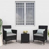 Lucia 2 Seater Rattan Outdoor Balcony Set Black