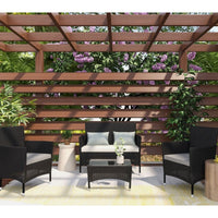 Lyka Sun-proof 4 Seater Rattan Outdoor Lounge Sofa Set Black