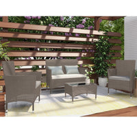 Lyka Sun-proof 4 Seater Rattan Outdoor Lounge Sofa Set Natural Grey