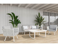 Milano White Outdoor One-Seater Sofa with Cushions