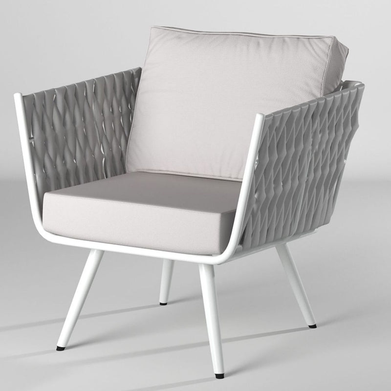 Milano White Outdoor One-Seater Sofa with Cushions