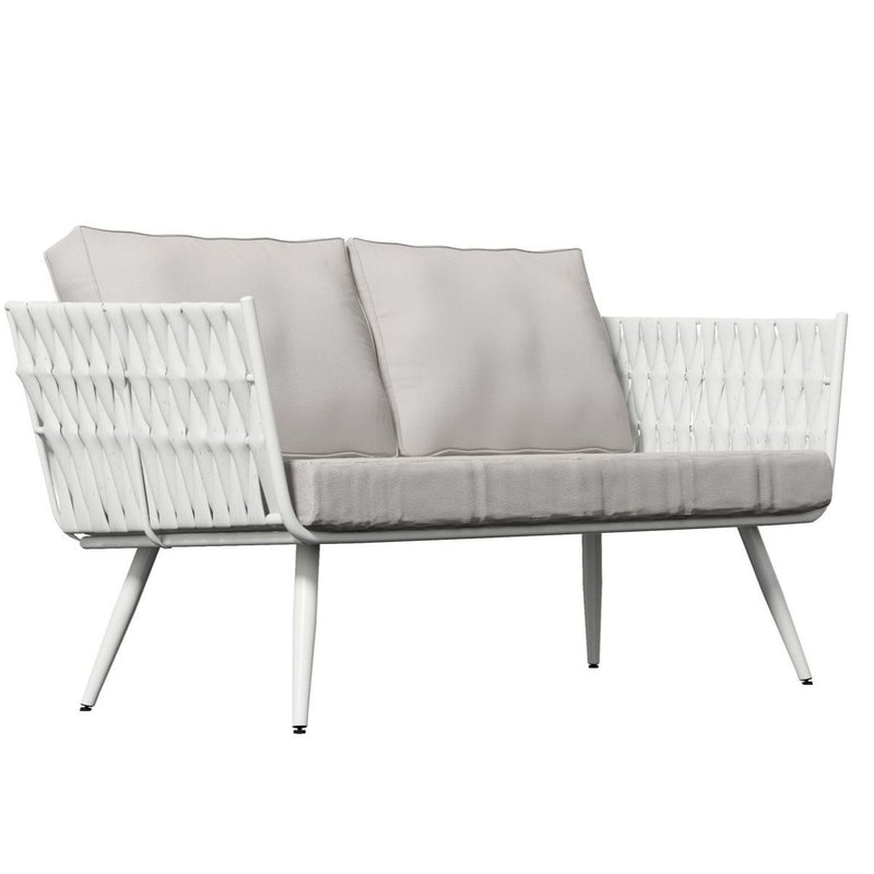 Milano White Outdoor Two-Seater Sofa with Cushions