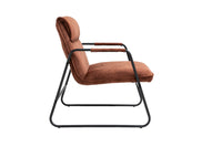 Amber Brown Polyester Upholstered Armchair Lounge Chair with Sled Base