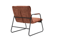 Amber Brown Polyester Upholstered Armchair Lounge Chair with Sled Base