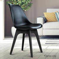 Artiss Set of 4 Retro Padded Dining Chair - Black