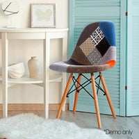 Artiss Set of 4 Retro Beech Fabric Dining Chair - Multi Colour
