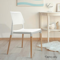 Artiss Set of 4 Wooden Stackable Dining Chairs - White