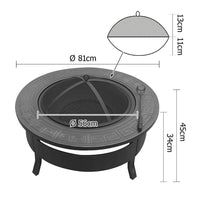 Grillz Round Outdoor Fire Pit BBQ Table Grill Fireplace