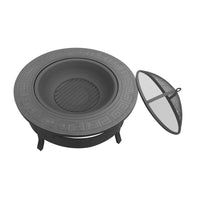 Grillz Round Outdoor Fire Pit BBQ Table Grill Fireplace