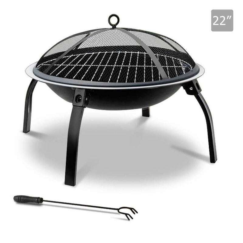 Grillz 22 Inch Portable Foldable Outdoor Fire Pit Fireplace