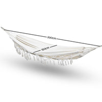 Gardeon Hanging Tassel Hammock Swing Bed Cream