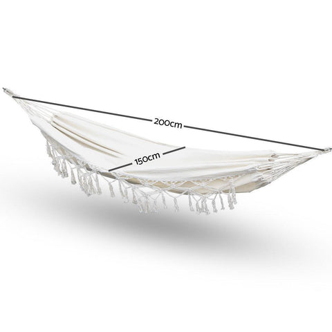 Gardeon Hanging Tassel Hammock Swing Bed Cream
