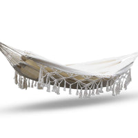 Gardeon Hanging Tassel Hammock Swing Bed Cream
