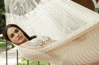 Jumbo Size Outdoor Cotton Hammock in Cream