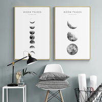 Canvas Print Picture Wall Artwork Poster Simple Moon Phase Paintings Minimalist Style Nordic Home Decoration Module Living Room