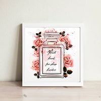 Allenjoy Watercolor Wall Pictrues Rose Perfume Bottle Motivational Quotes Canvas Paitntings Fashion Girls Bedroom Decor Posters