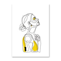 Abstract Women Line Drawing Nordic Poster&Prints Modern Canvas Painting Wall Art Yellow Girl Wall Picture Bedroom Home Decor