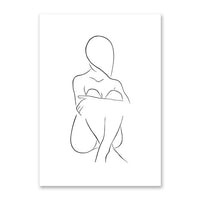 Abstract Women Line Drawing Nordic Poster&Prints Modern Canvas Painting Wall Art Yellow Girl Wall Picture Bedroom Home Decor