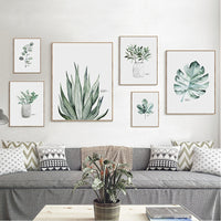 Simple Watercolor Vase Green Plant Art Poster Wall Art Print Canvas Painting Picture Modern Home Living Room Decoration Custom