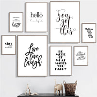 Live Love Laugh Inspiring Quotes Wall Art Canvas Painting Black White Wall Poster Prints For Living Room Modern Home Decor AL132