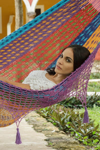 Deluxe Outdoor Cotton Mexican Hammock  in Colorina Colour