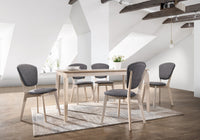 Dining Table 6 Seater Solid Rubberwood in White Washed