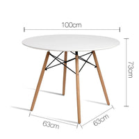 Artiss Round Beech Timber Dining Table - White
