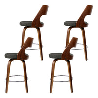 Artiss Set of 4 Wooden Swivel Bar Stools - Charcoal, Wood and Chrome