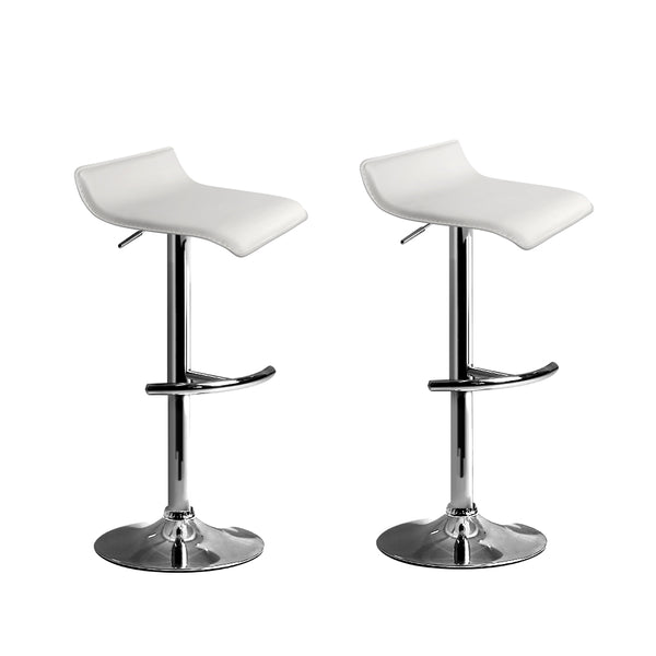 Artiss Set of 2 PU Leather Wave Style Bar Stools White Oz