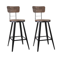 Artiss Set of 2 Industrial Style Swivel Bar Stools 66cm - Black