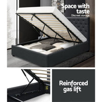 Artiss Bed Frame Double Size Gas Lift Base With Storage Fabric Charcoal Vila